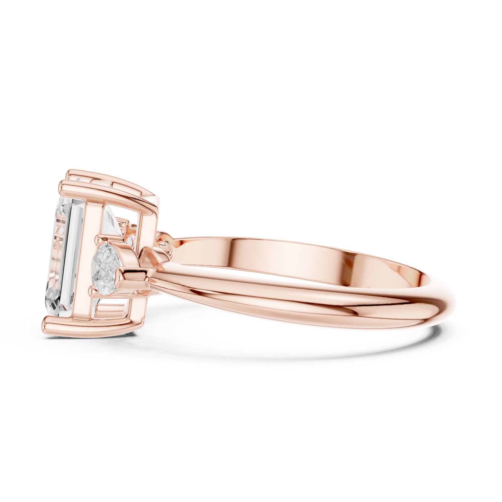  Rose Gold Aurora Whisper Triple Accent Ring Side View