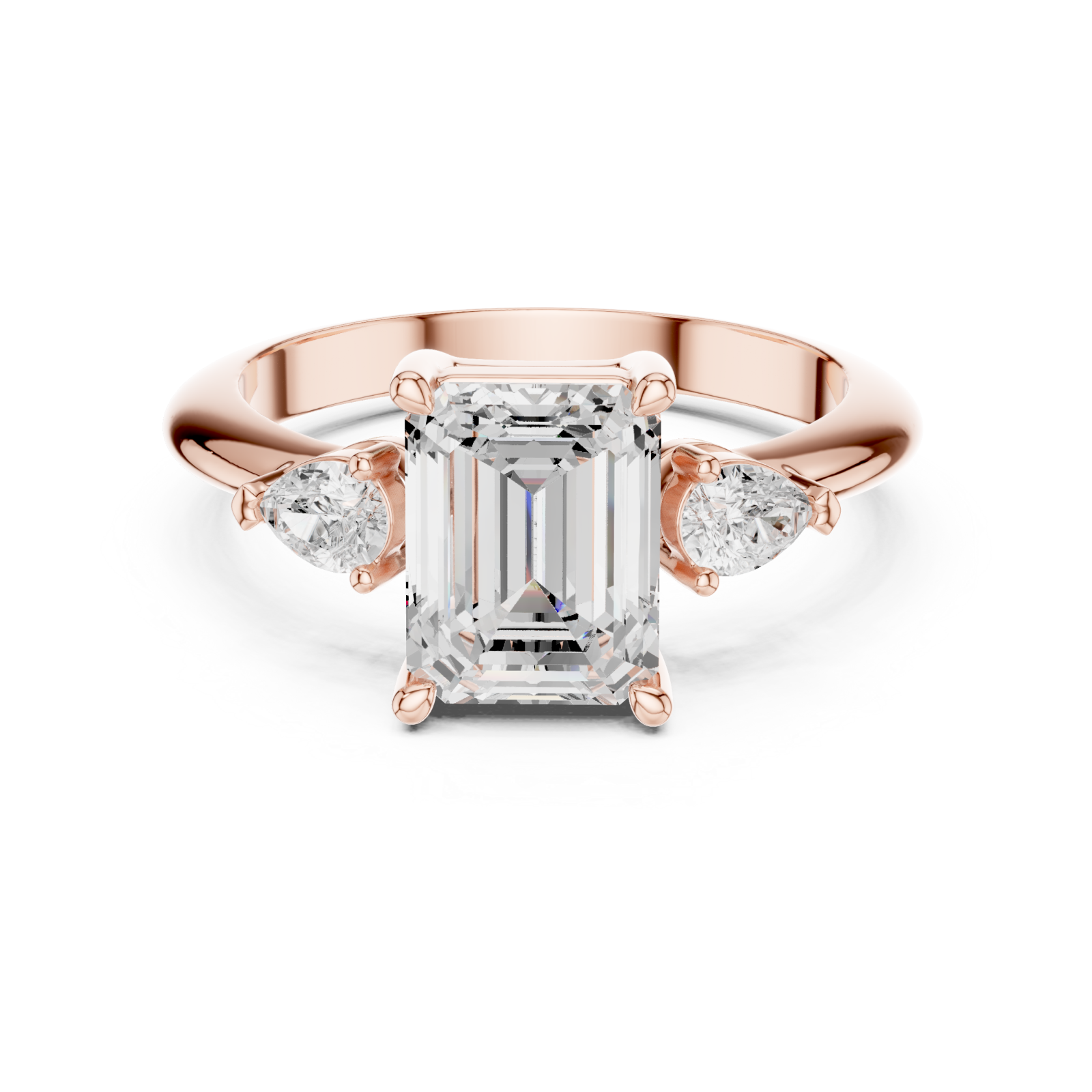  Rose Gold Aurora Whisper Triple Accent Ring Front View