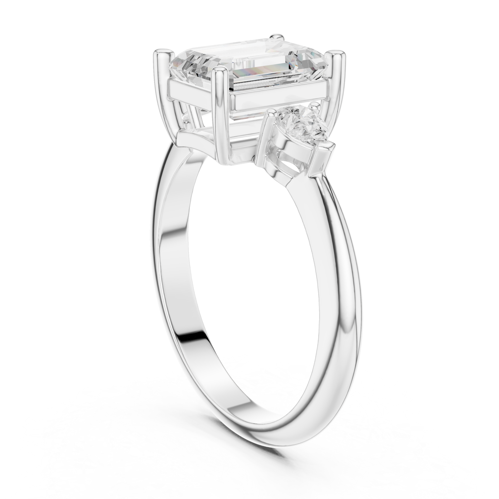  White Gold Aurora Whisper Triple Accent Ring Left View