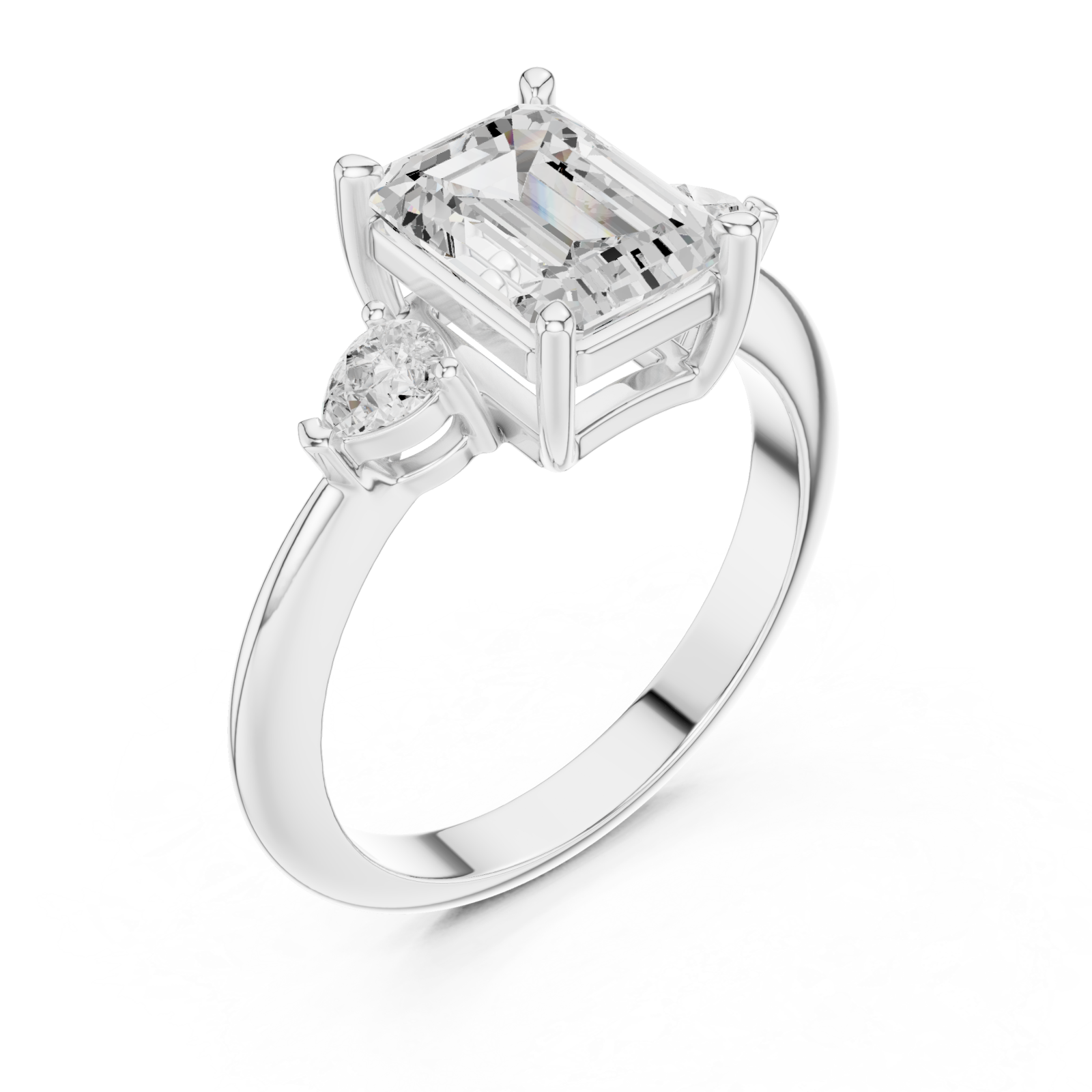  White Gold Aurora Whisper Triple Accent Ring Right View