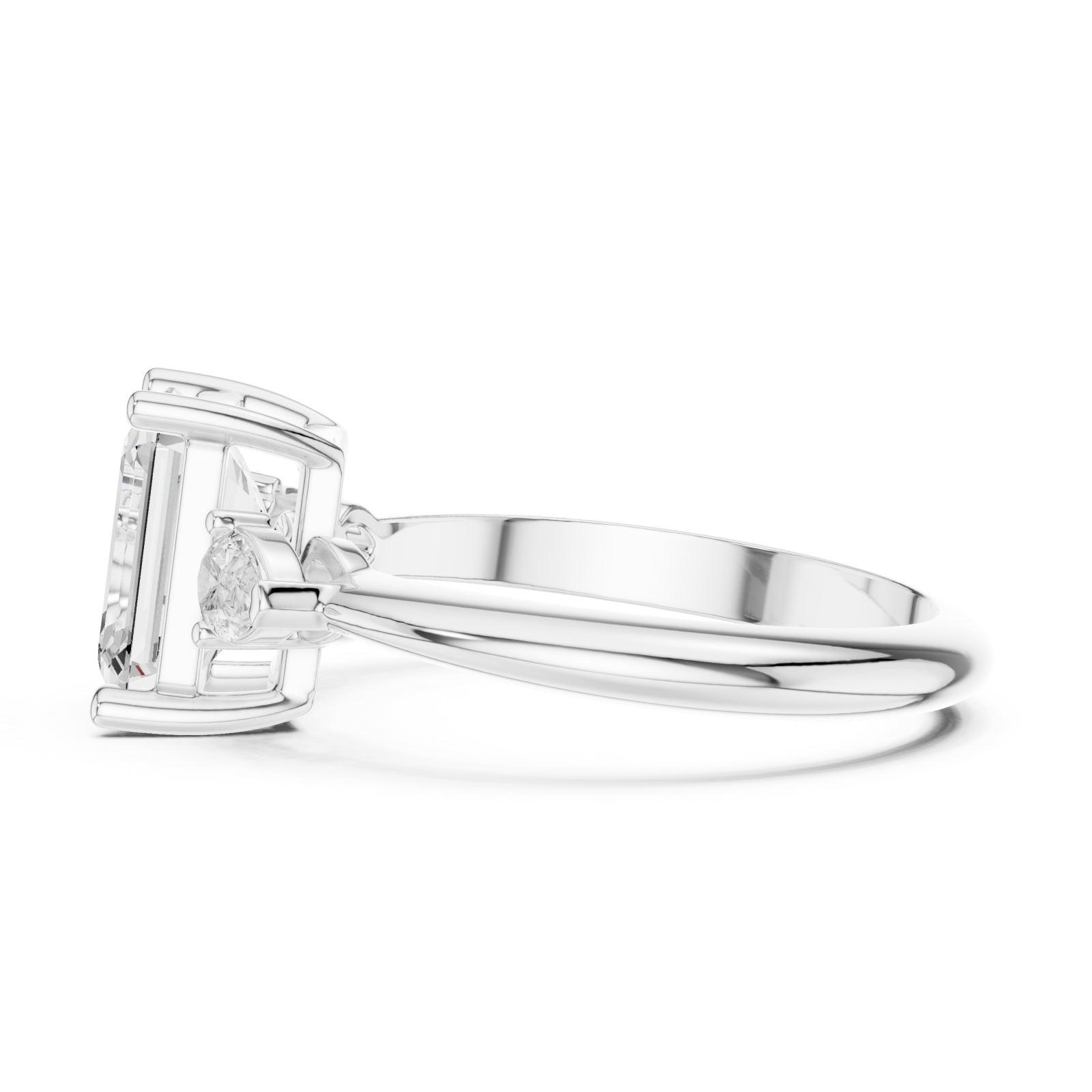  White Gold Aurora Whisper Triple Accent Ring Side View