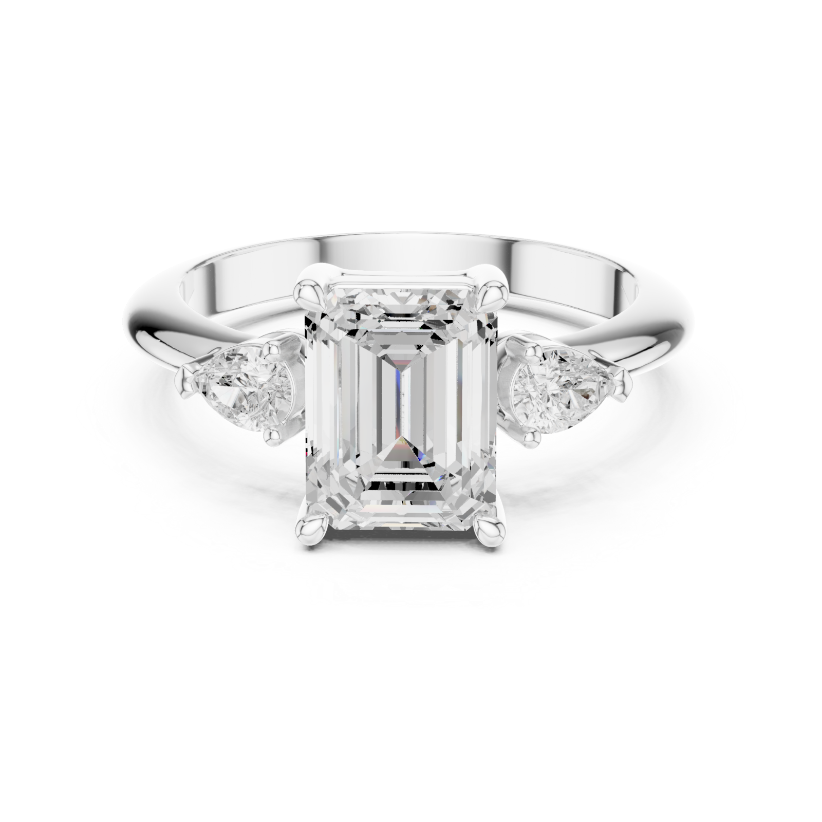  White Gold Aurora Whisper Triple Accent Ring Front View
