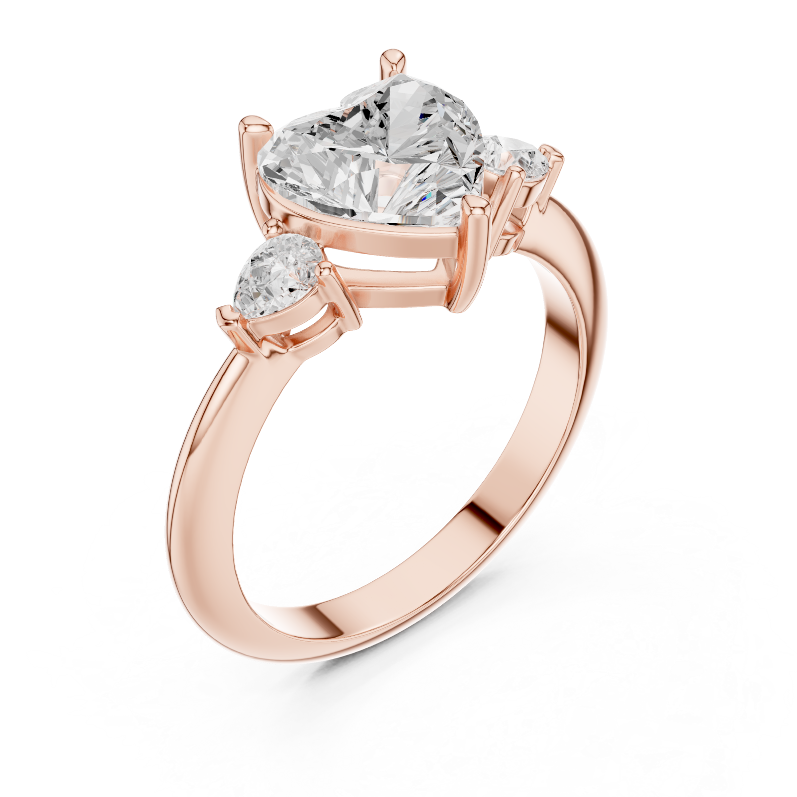  Rose Gold Celestial Embrace Three Stone Ring Right View