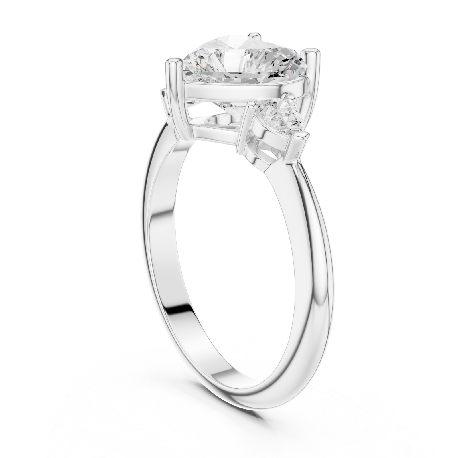  White Gold Celestial Embrace Three Stone Ring Left View