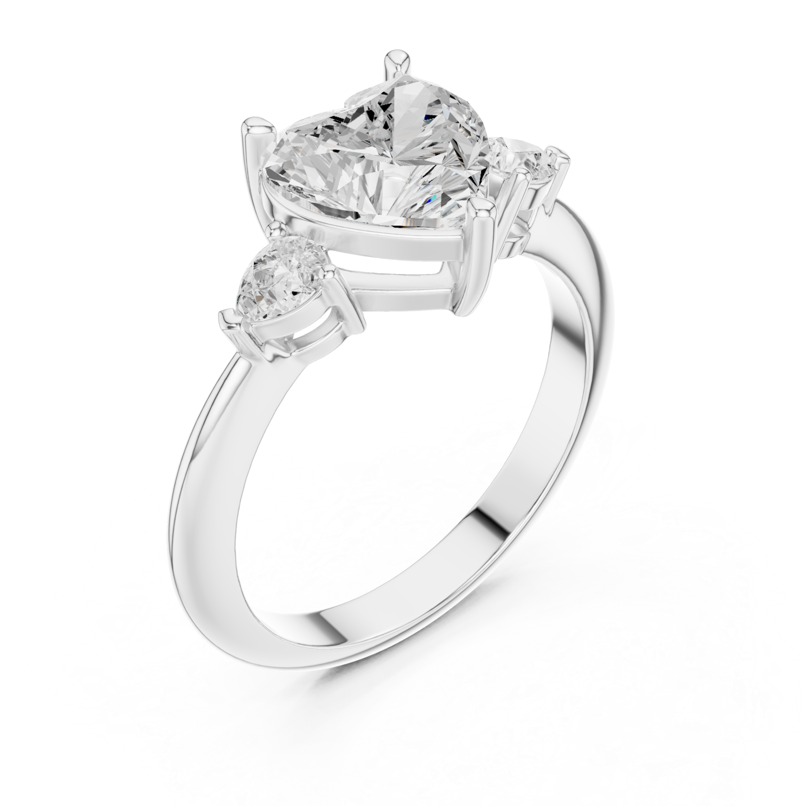 White Gold Celestial Embrace Three Stone Ring Right View
