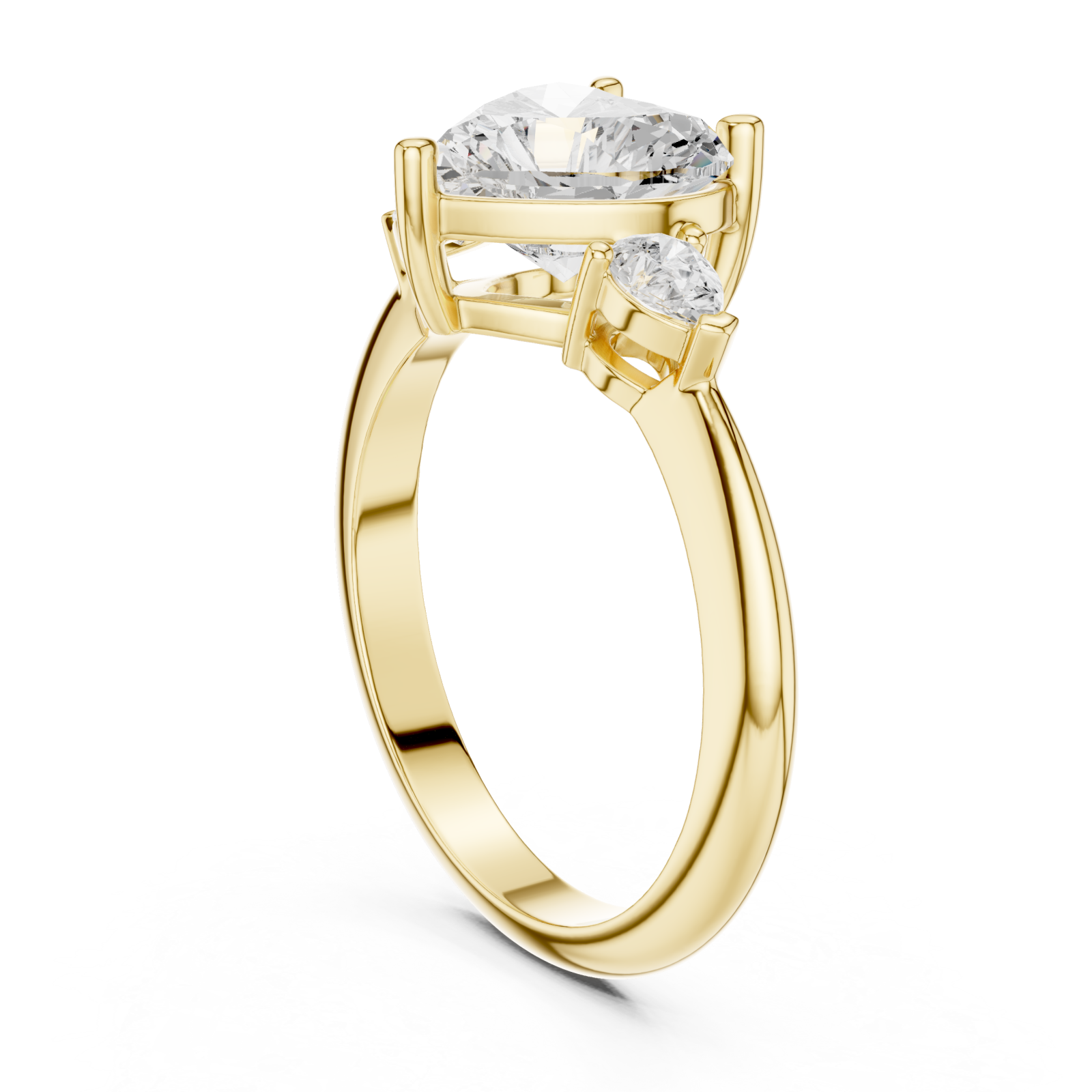  Gold Celestial Embrace Three Stone Ring Left View