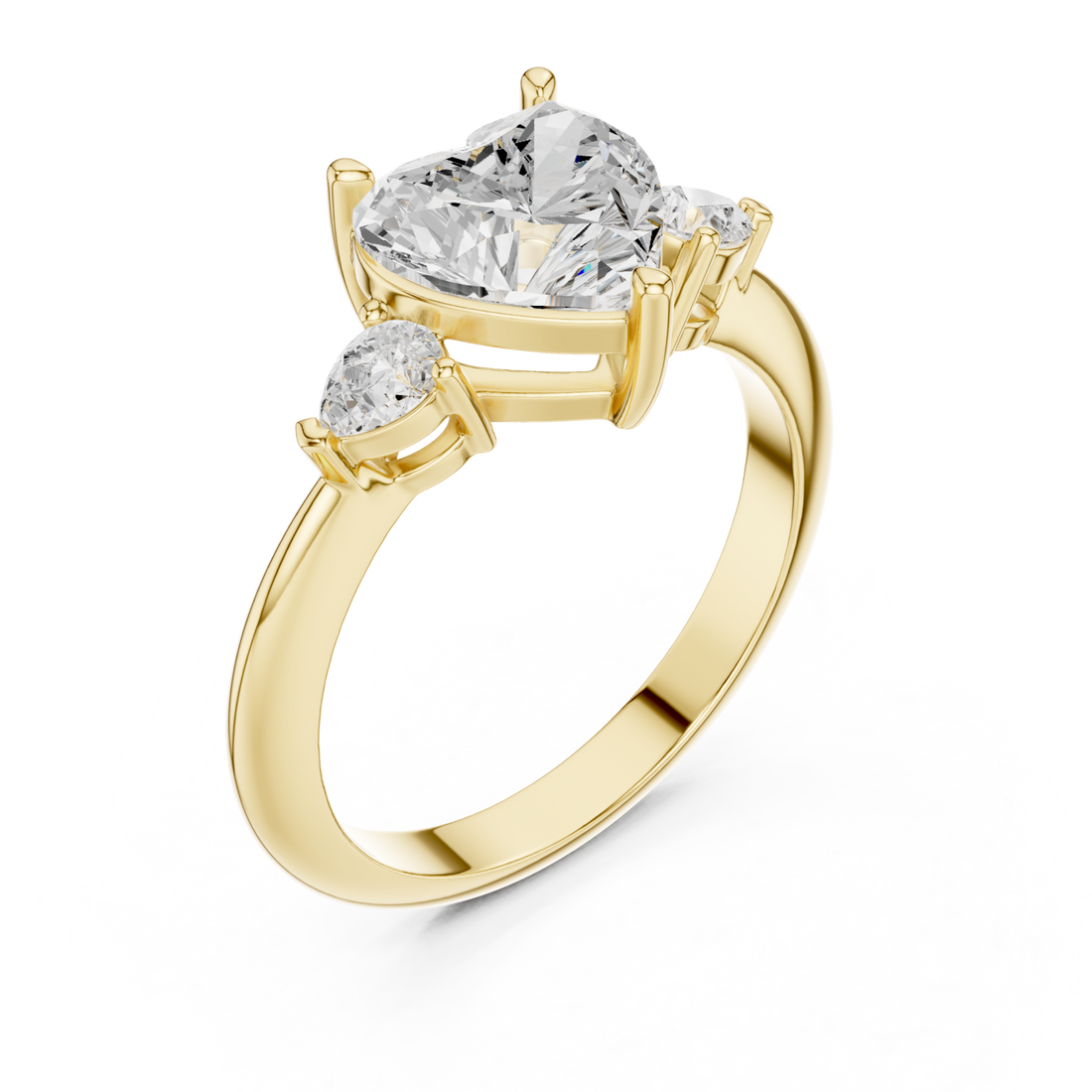 Gold Celestial Embrace Three Stone Ring Right View