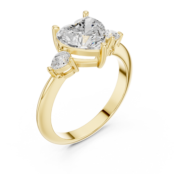 Gold Celestial Embrace Three Stone Ring Right View