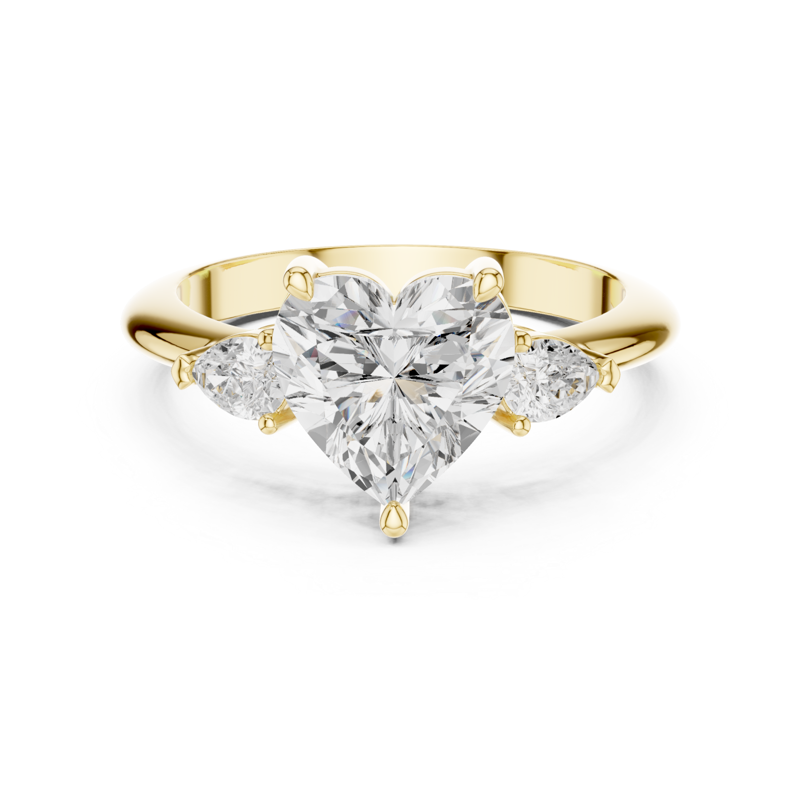  Gold Celestial Embrace Three Stone Ring Front View