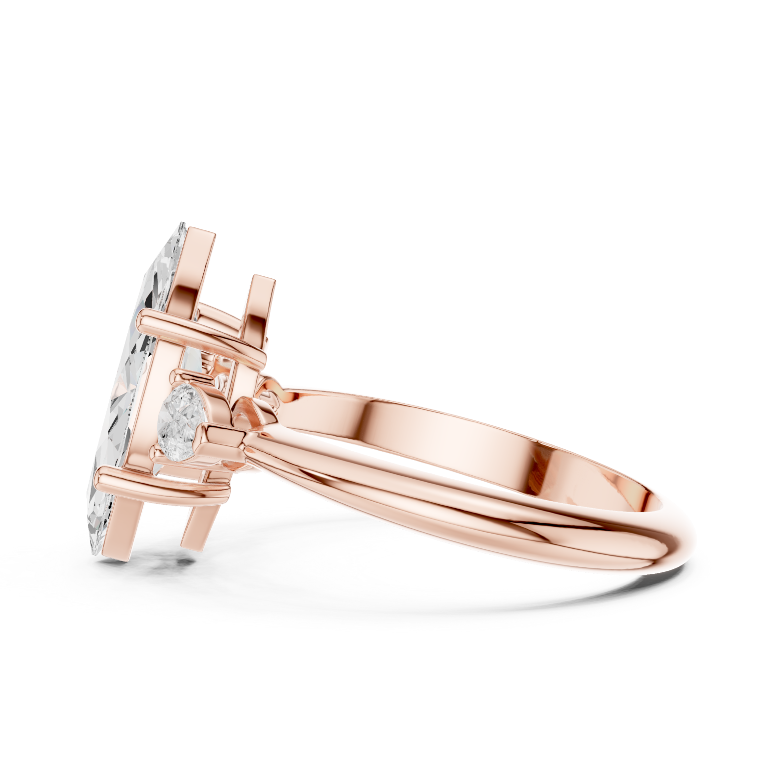  Rose Gold Infinite Echo Marquise Solitaire Band Side View