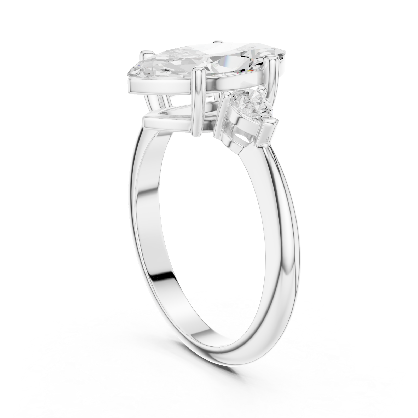  White Gold Infinite Echo Marquise Solitaire Band Left View