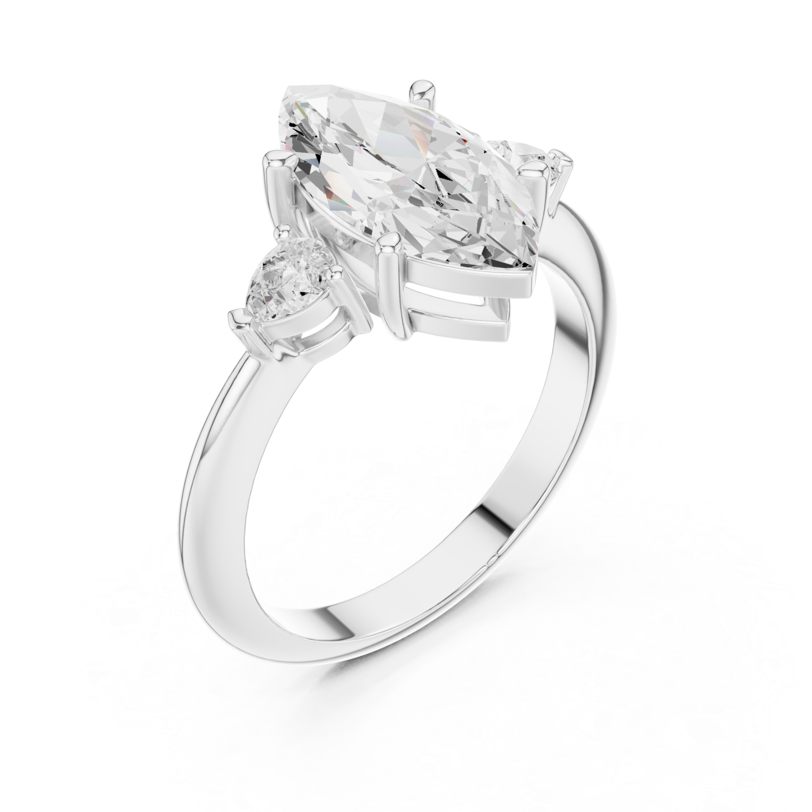  White Gold Infinite Echo Marquise Solitaire Band Right View