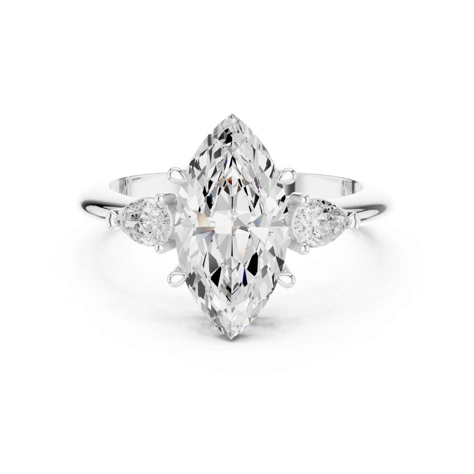  White Gold Infinite Echo Marquise Solitaire Band Front View