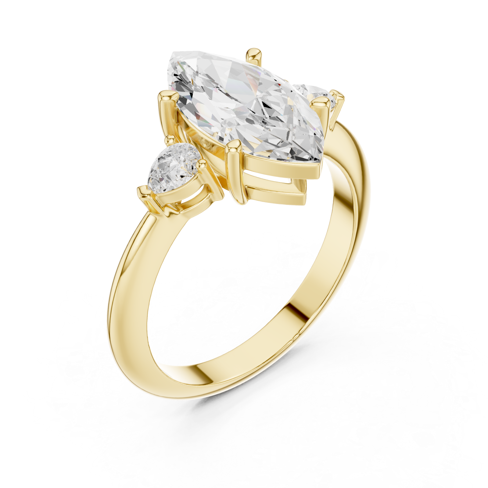 Gold Infinite Echo Marquise Solitaire Band Right View