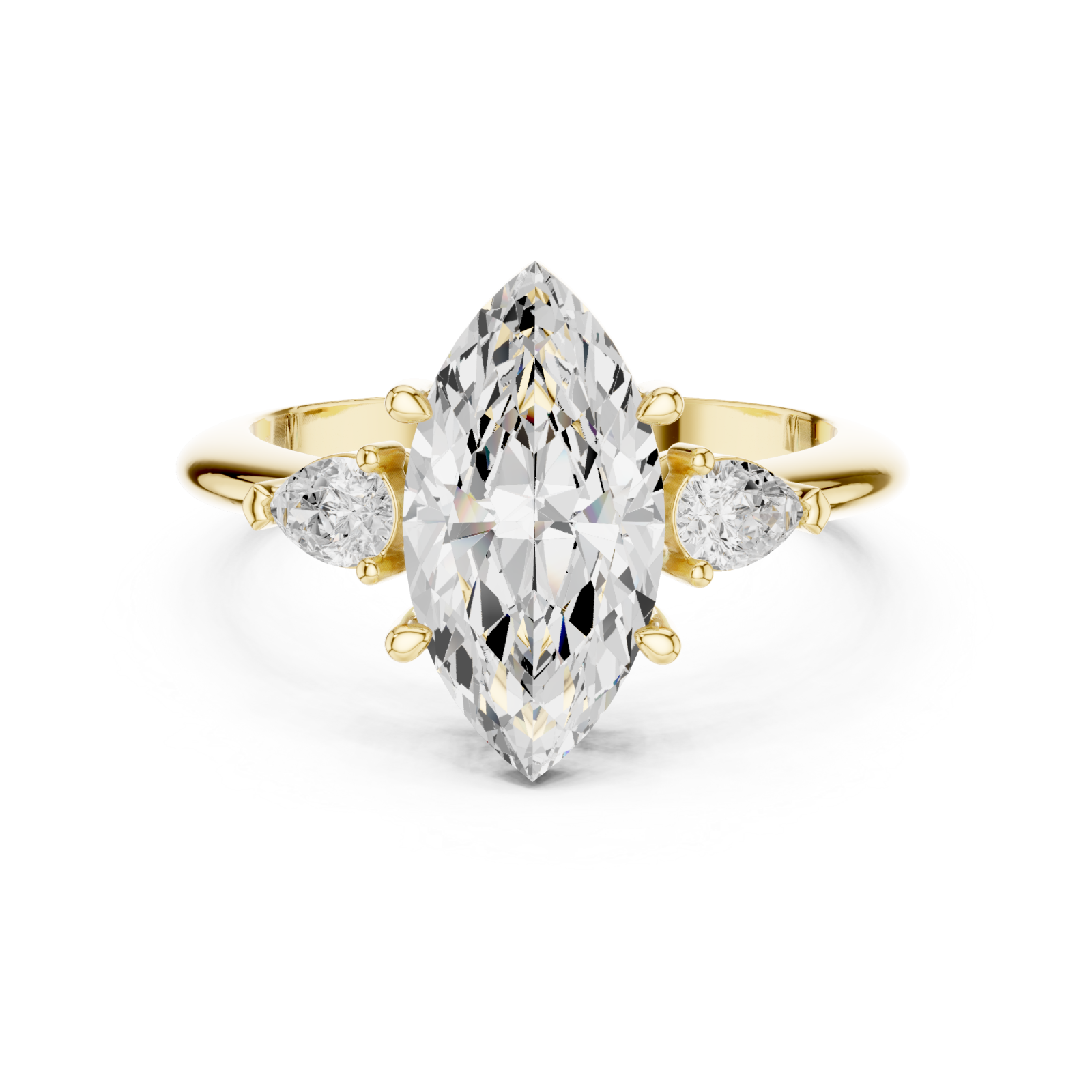  Gold Infinite Echo Marquise Solitaire Band Front View