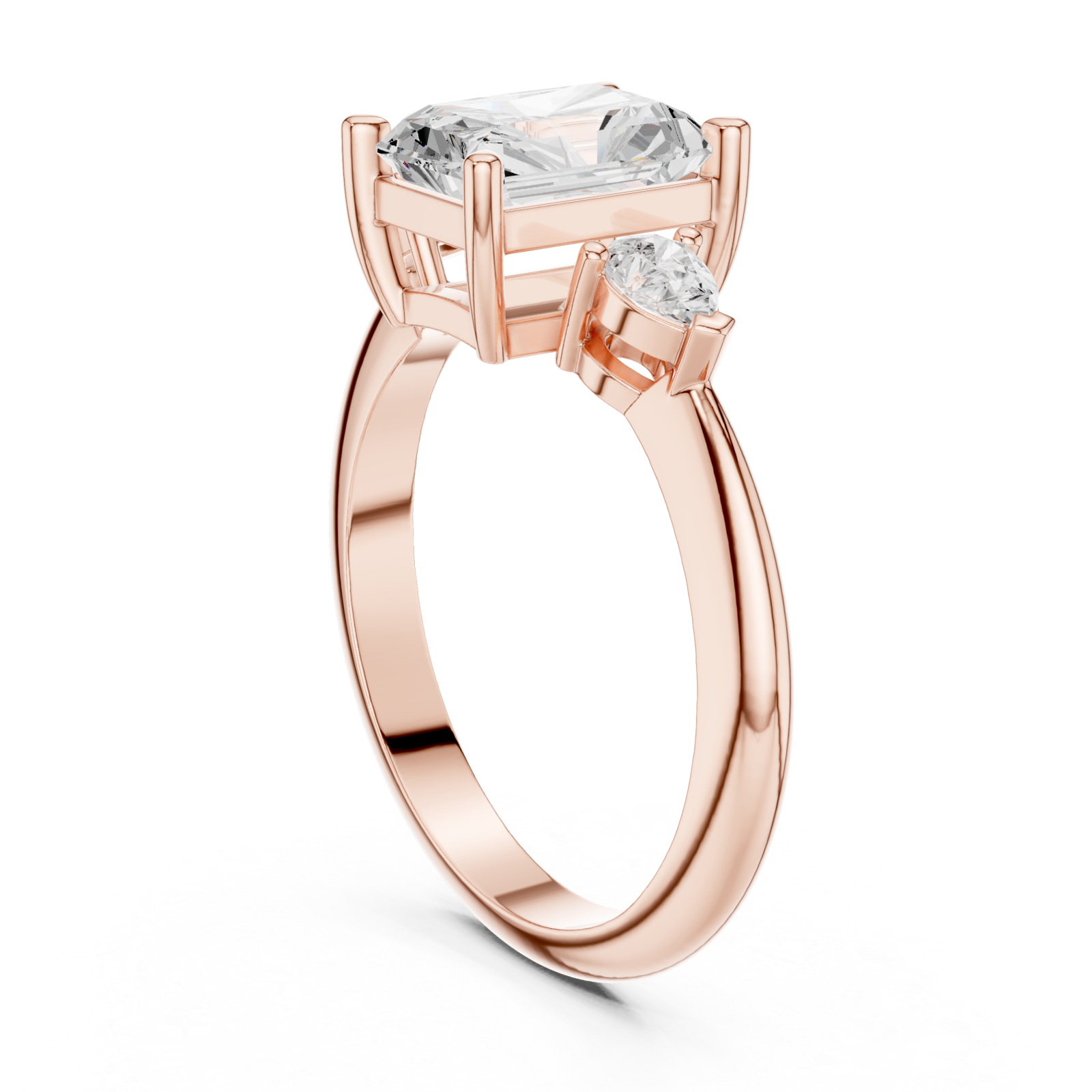  Rose Gold Celestial Aurora Trio Solitaire Band Left View