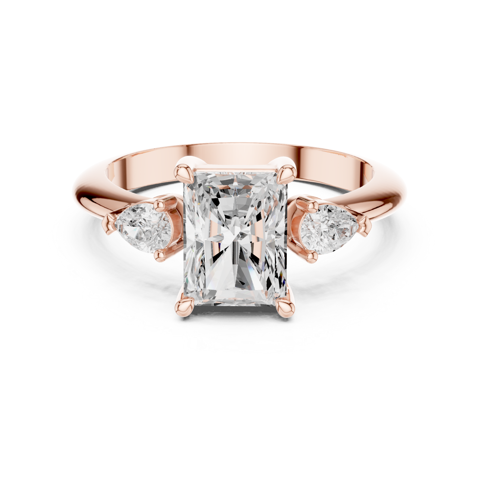  Rose Gold Celestial Aurora Trio Solitaire Band Front View