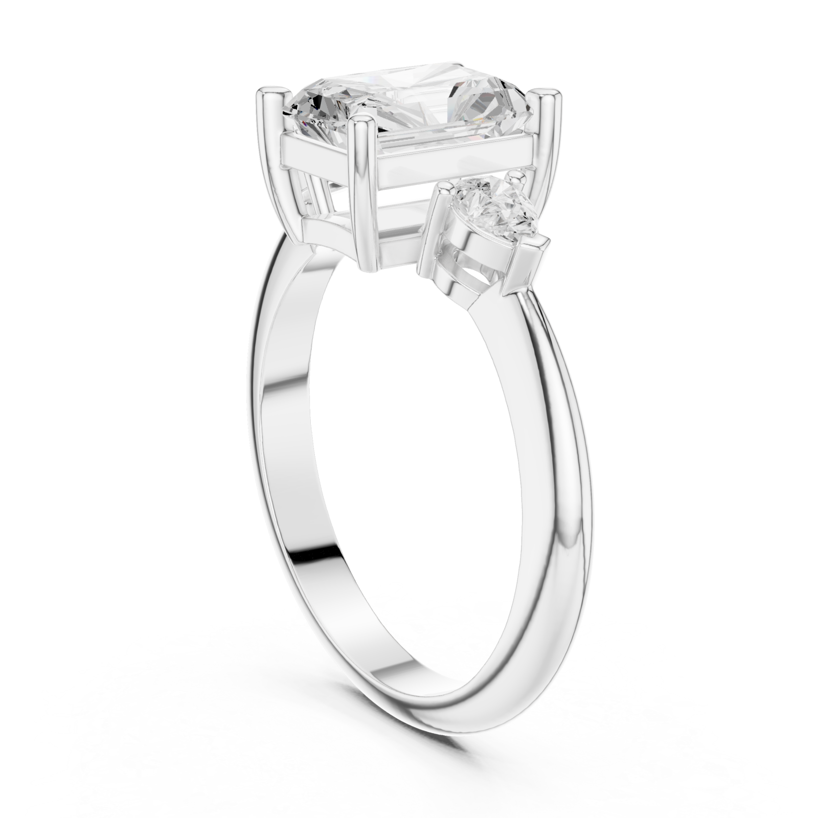  White Gold Celestial Aurora Trio Solitaire Band Left View