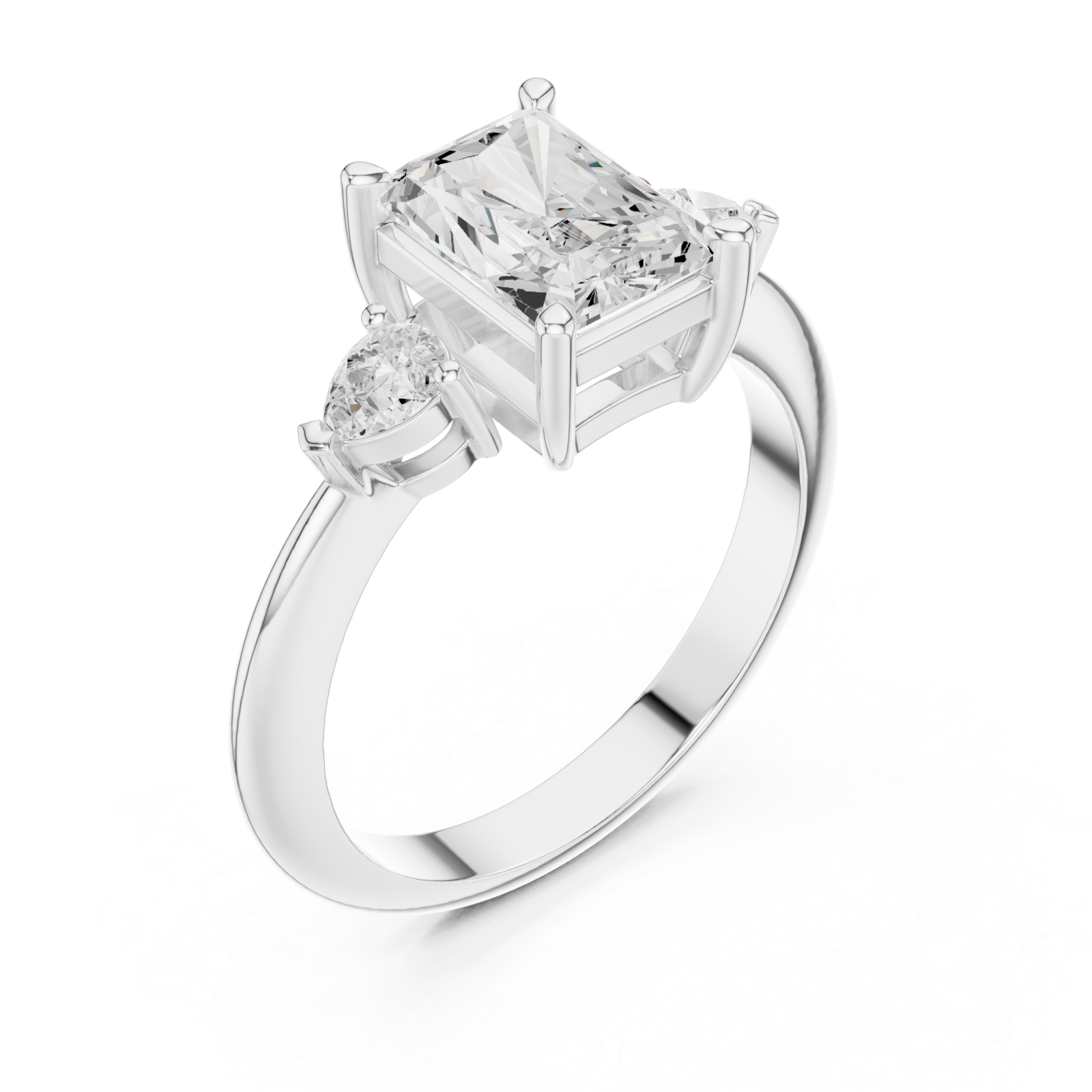  White Gold Celestial Aurora Trio Solitaire Band Right View