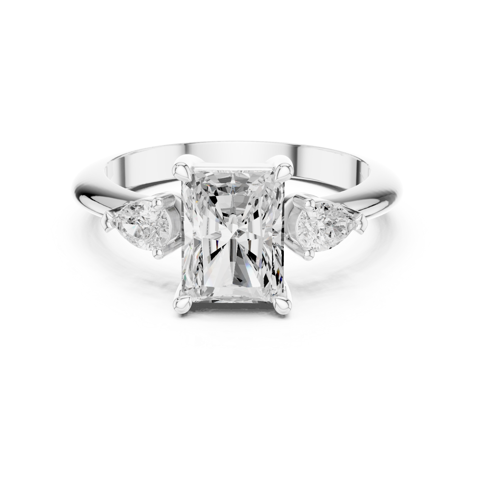  White Gold Celestial Aurora Trio Solitaire Band Front View