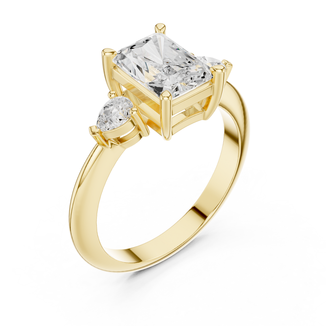 Gold Celestial Aurora Trio Solitaire Band Right View