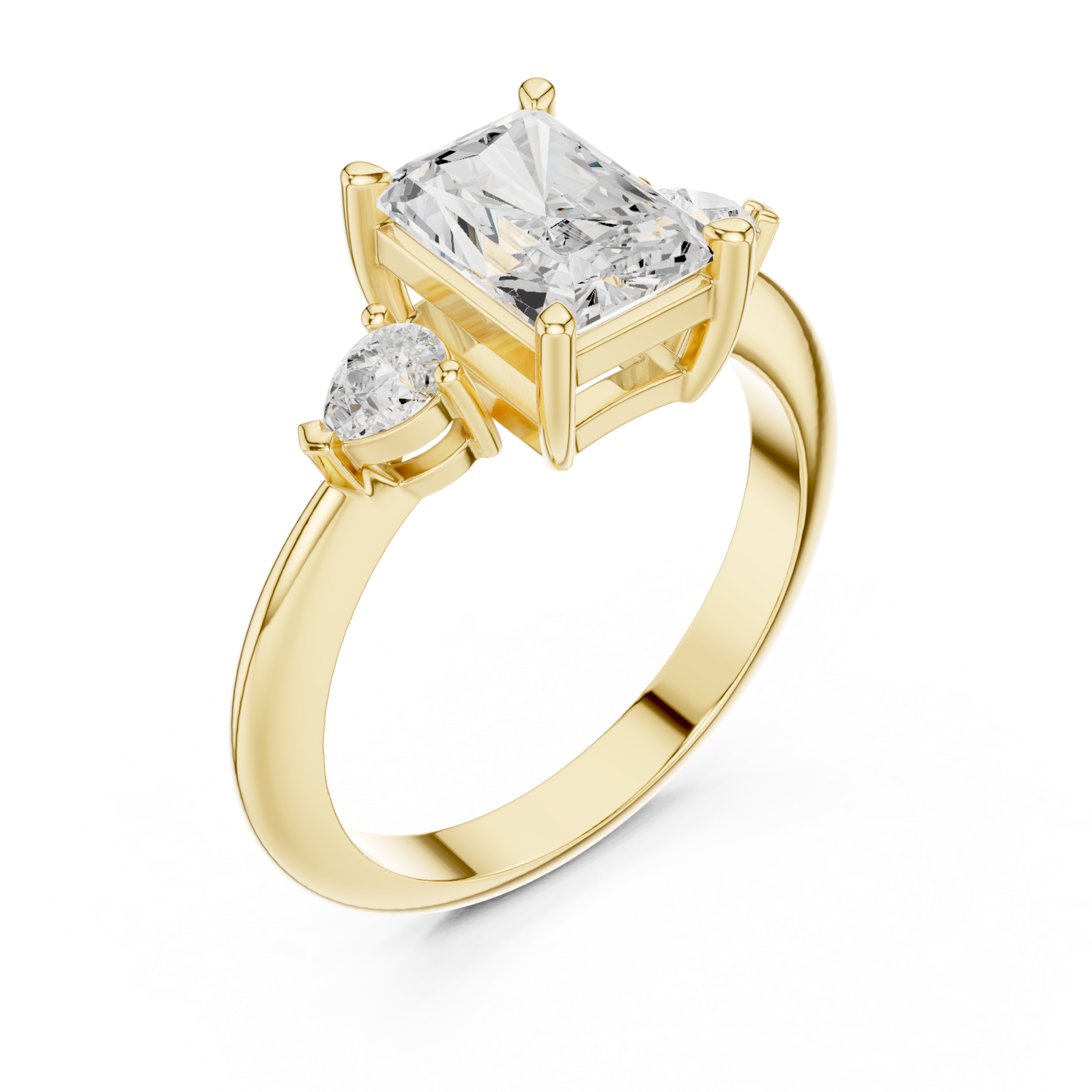 Gold Celestial Aurora Trio Solitaire Band Right View