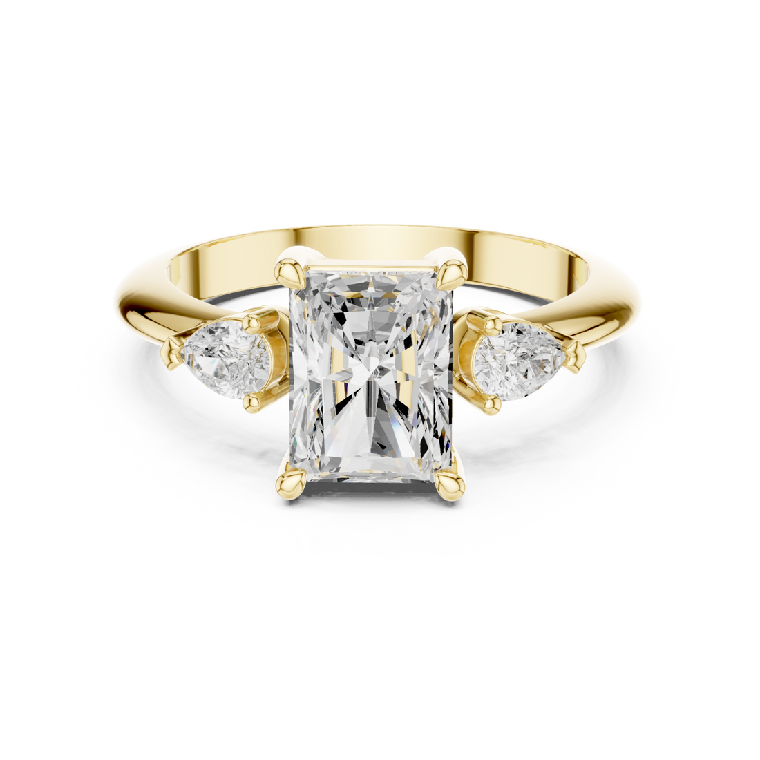 Gold Celestial Aurora Trio Solitaire Band Right View