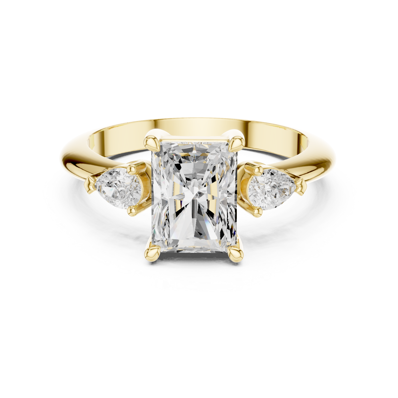  Gold Celestial Aurora Trio Solitaire Band Front View