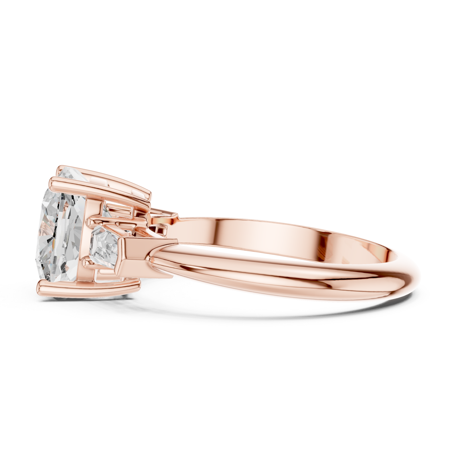  Rose Gold Elegant Radiance Solitaire Ring Side View