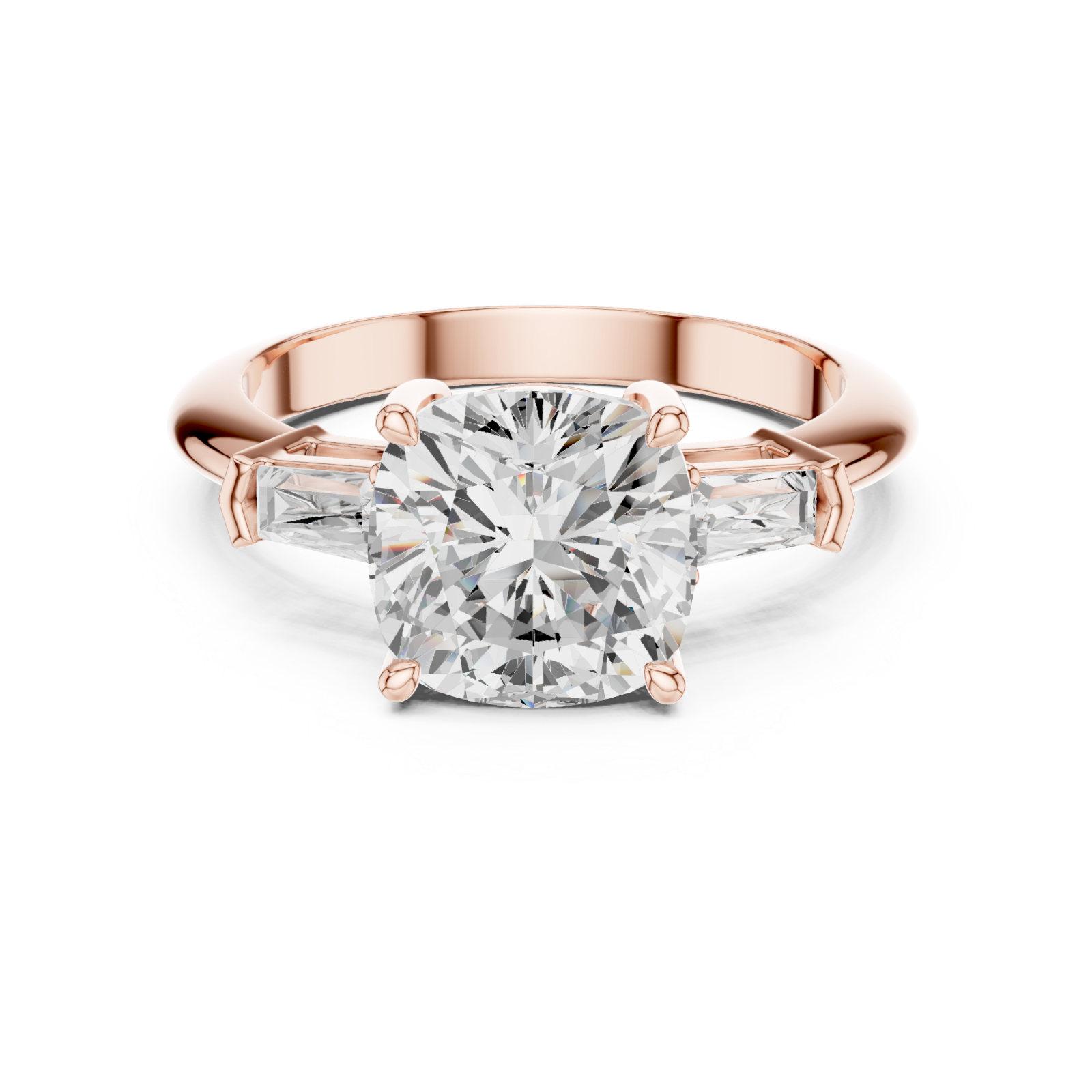  Rose Gold Elegant Radiance Solitaire Ring Front View