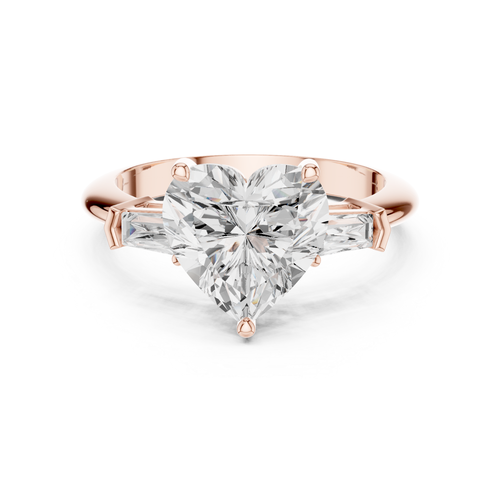  Rose Gold Radiant Whisper Solitaire Ring Front View