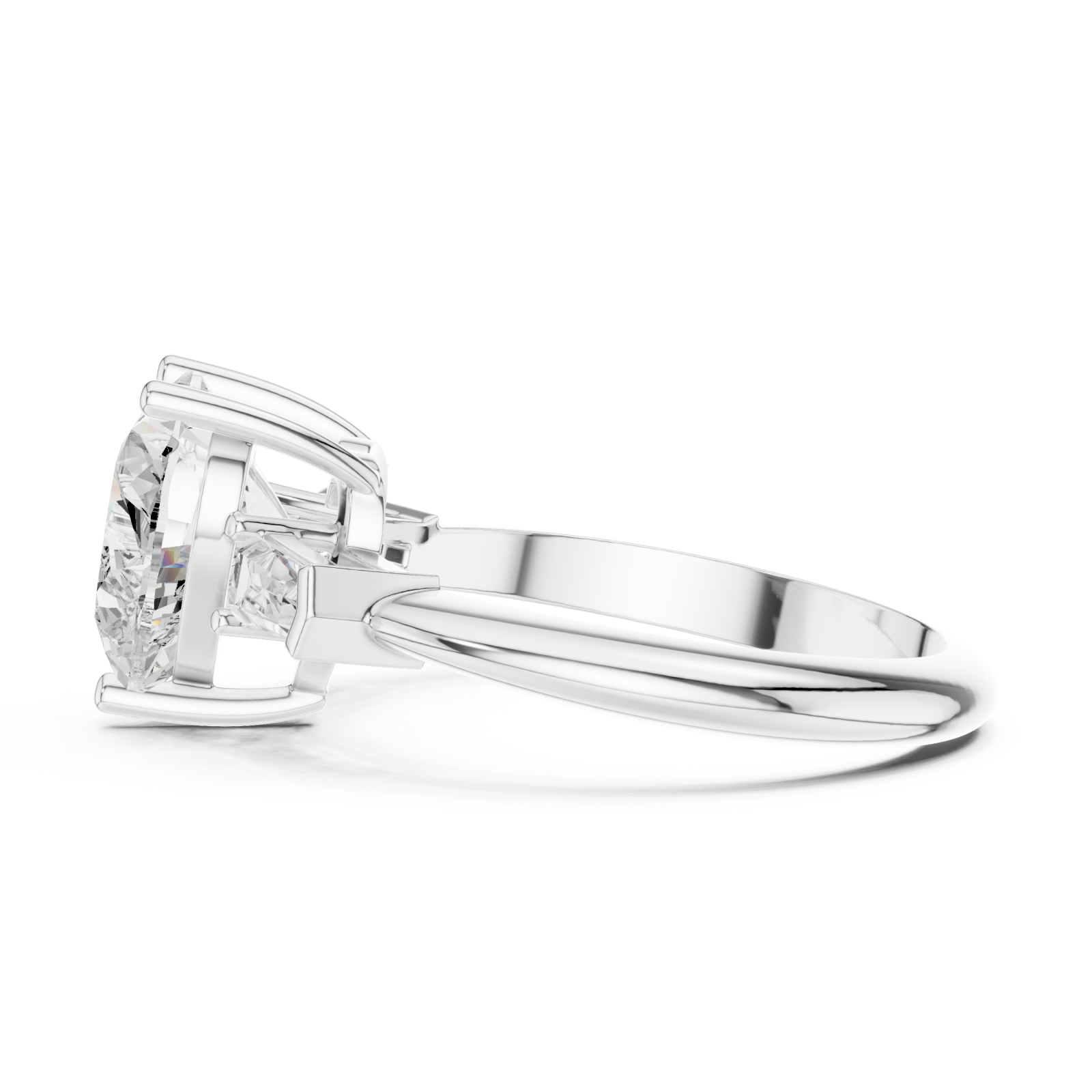  White Gold Radiant Whisper Solitaire Ring Side View