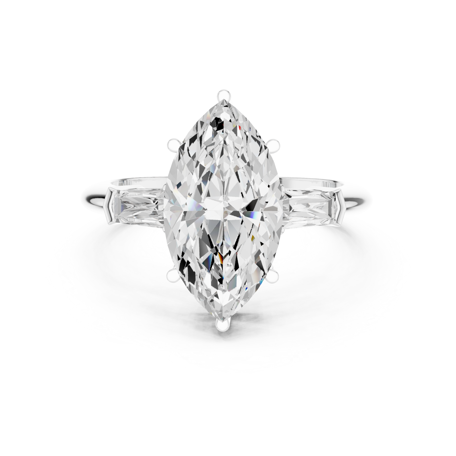  White Gold Luminous Arc Marquis Band Front View