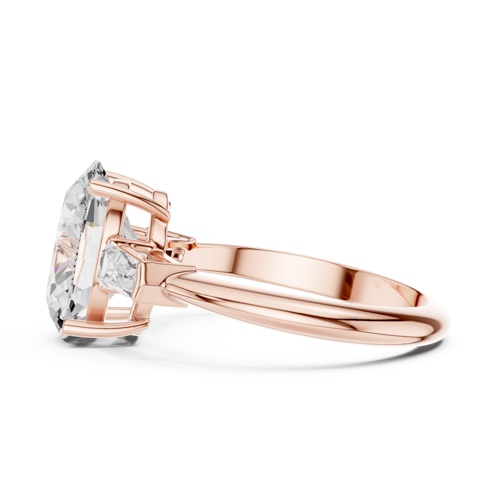  Rose Gold Cascade of Light Contemporary Band Ring Side View