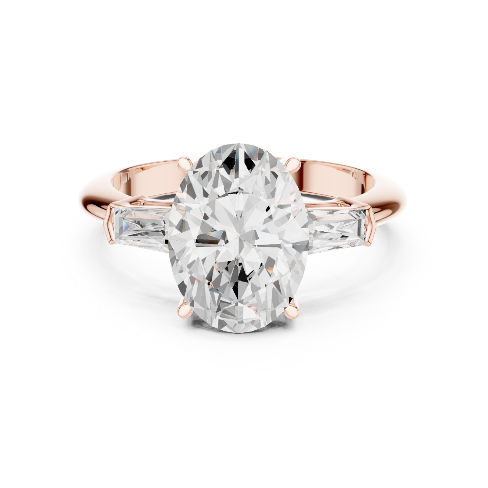  Rose Gold Cascade of Light Contemporary Band Ring Front View