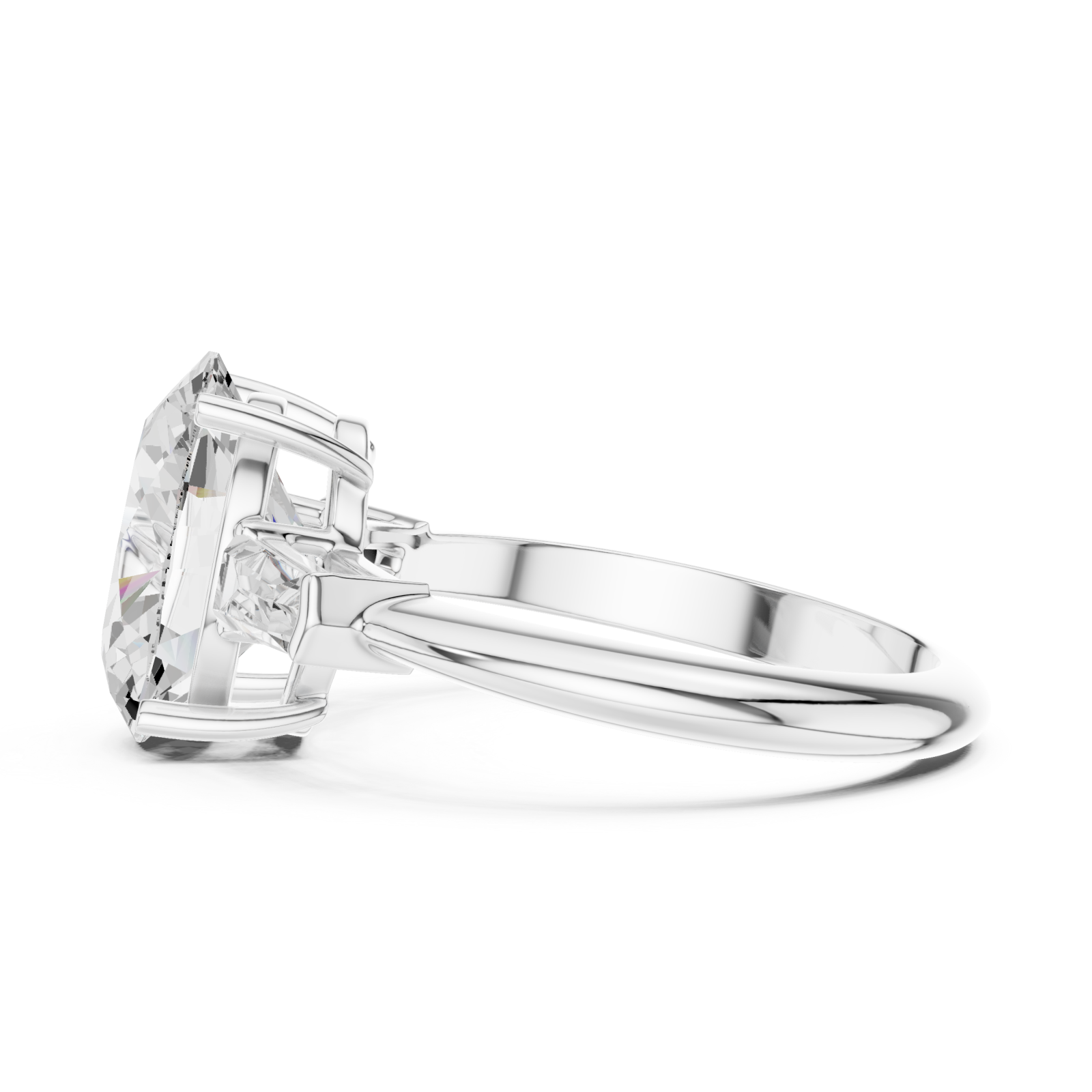  White Gold Cascade of Light Contemporary Band Ring Side View