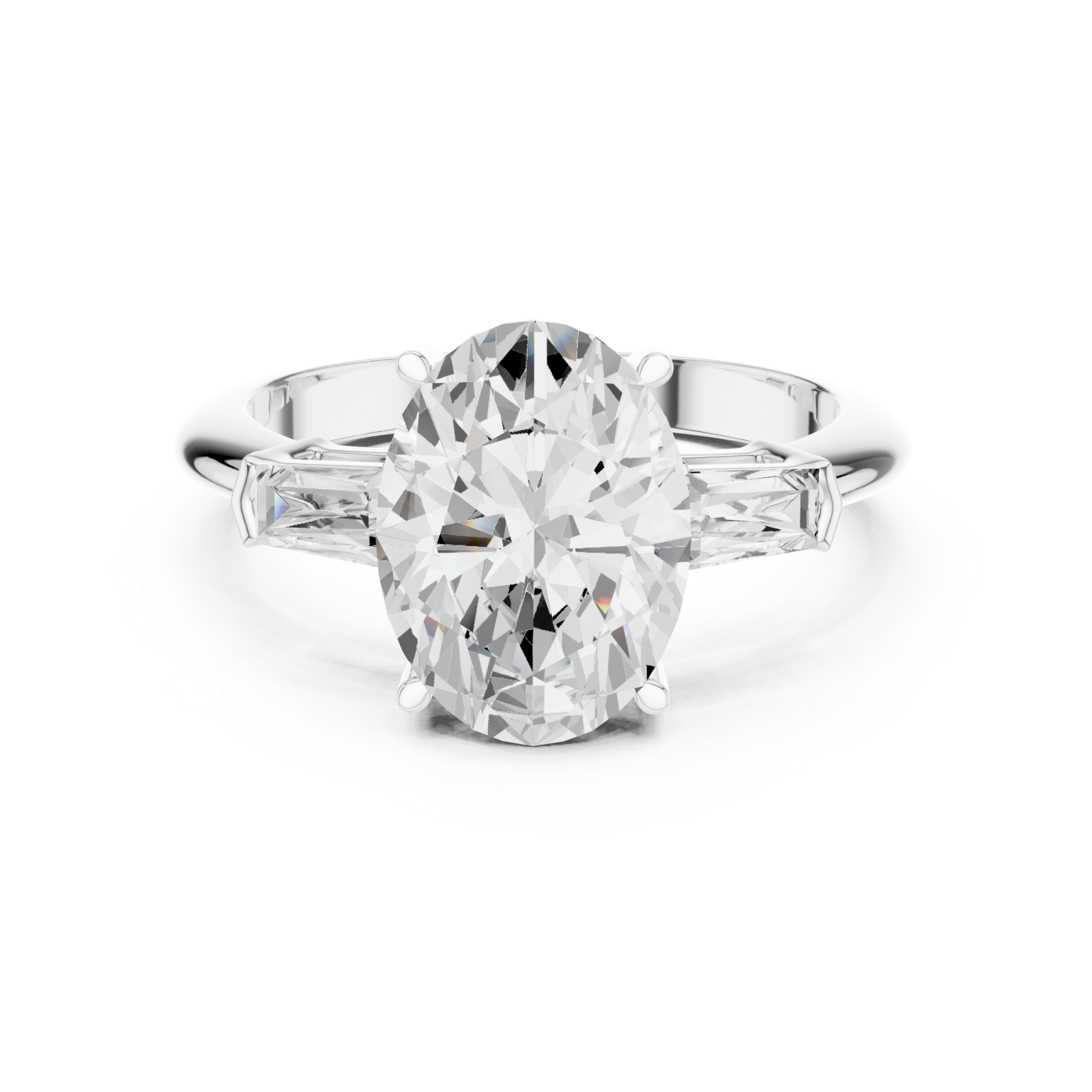  White Gold Cascade of Light Contemporary Band Ring Front View
