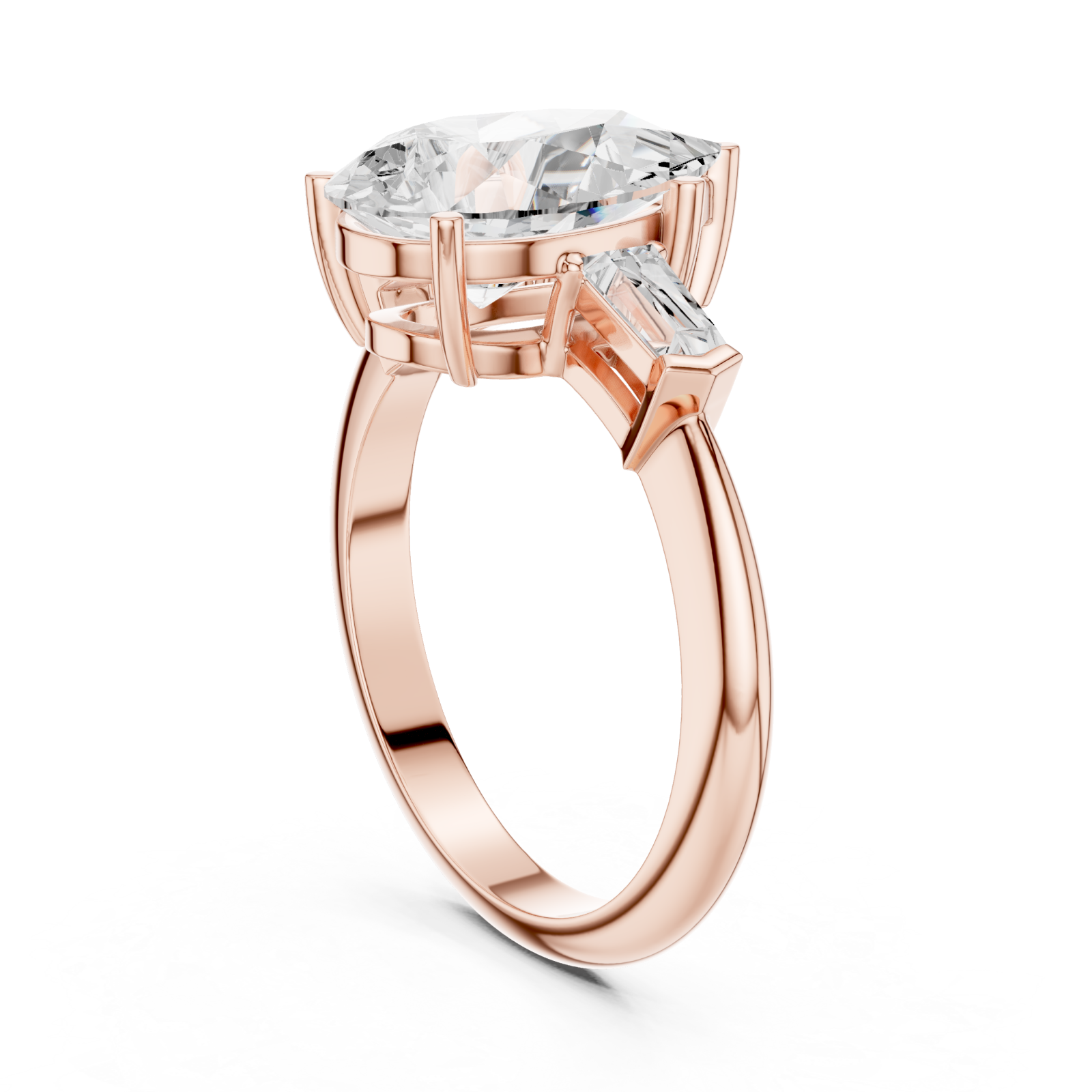  Rose Gold Luminous Cascade Baguette Duo Band Left View