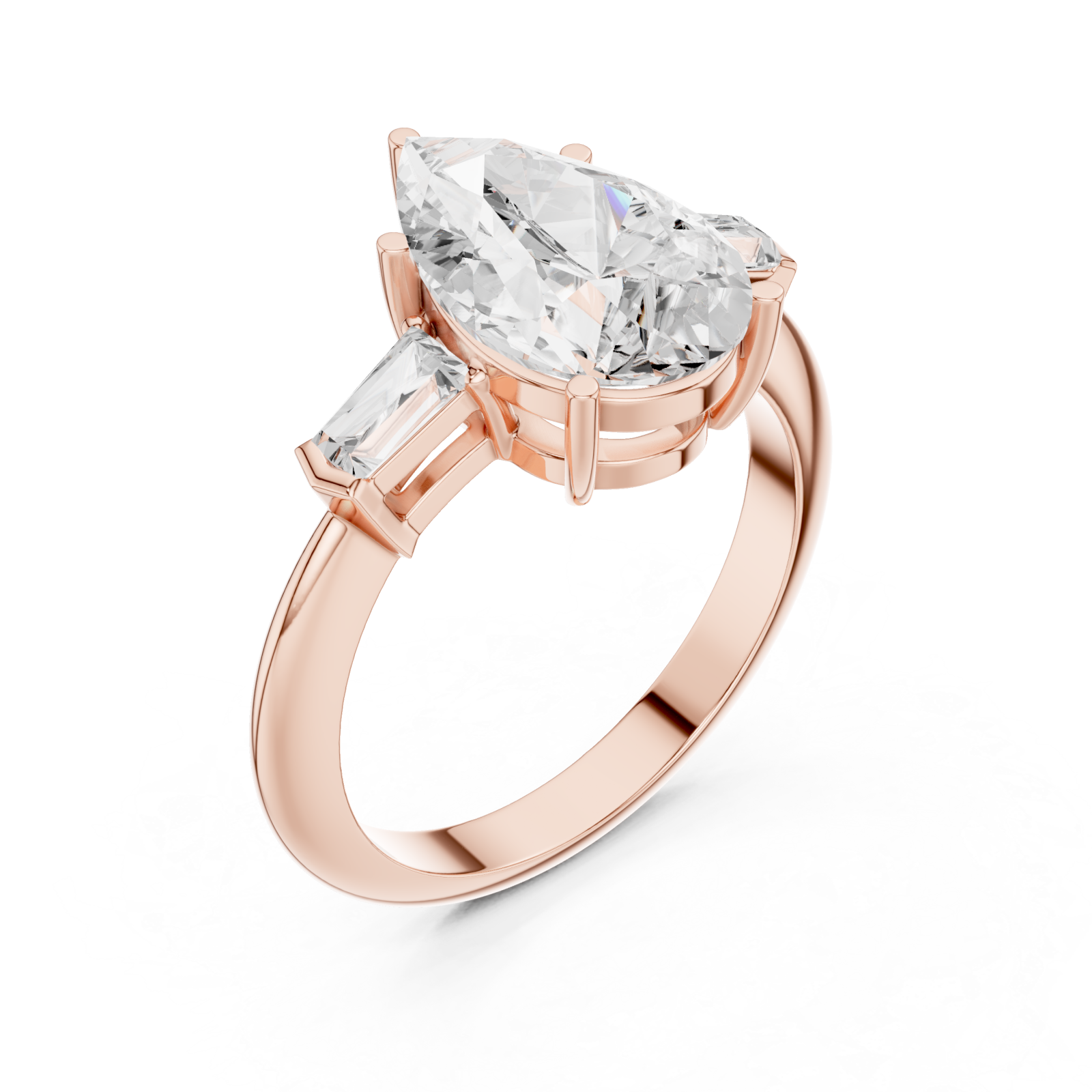  Rose Gold Luminous Cascade Baguette Duo Band Right View