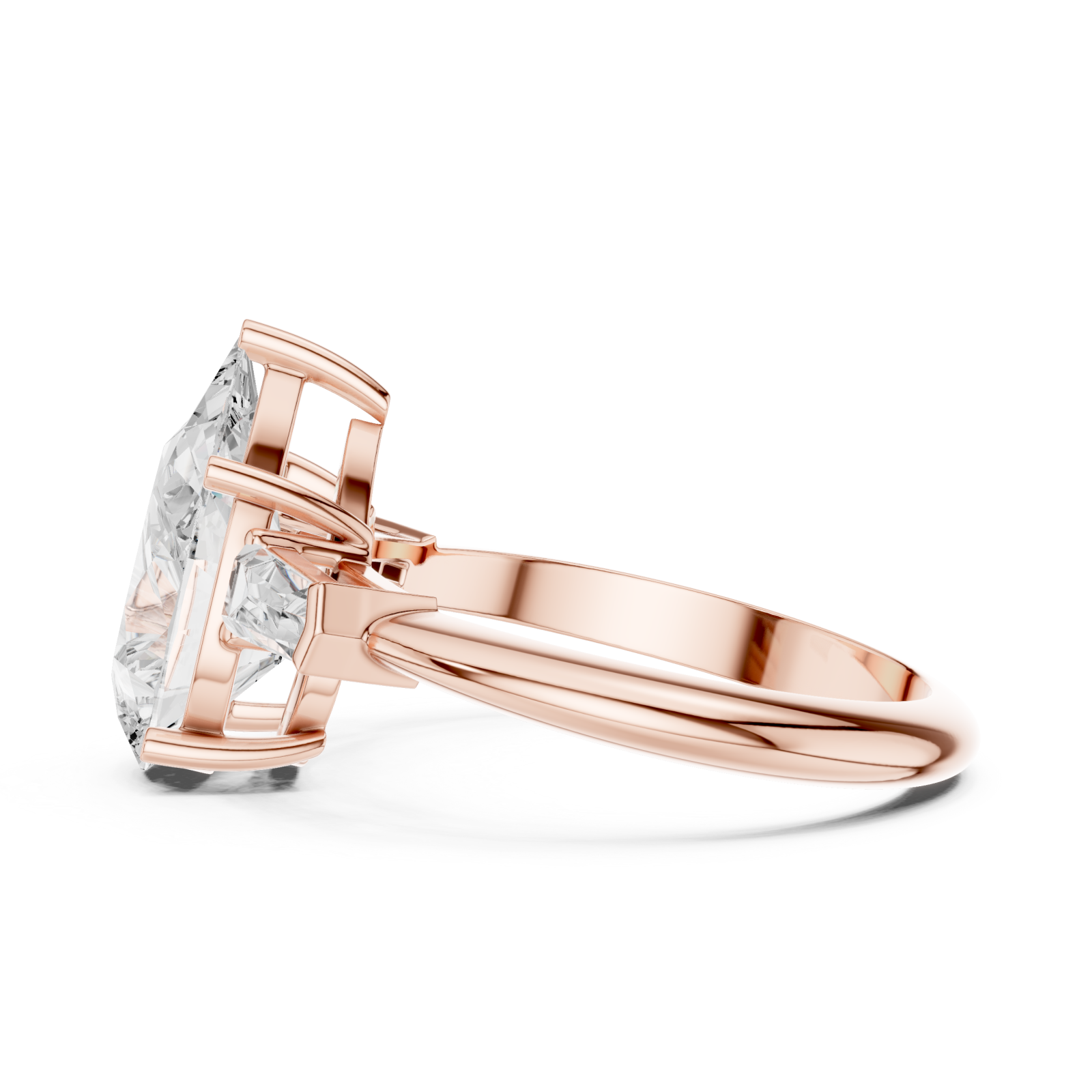  Rose Gold Luminous Cascade Baguette Duo Band Side View