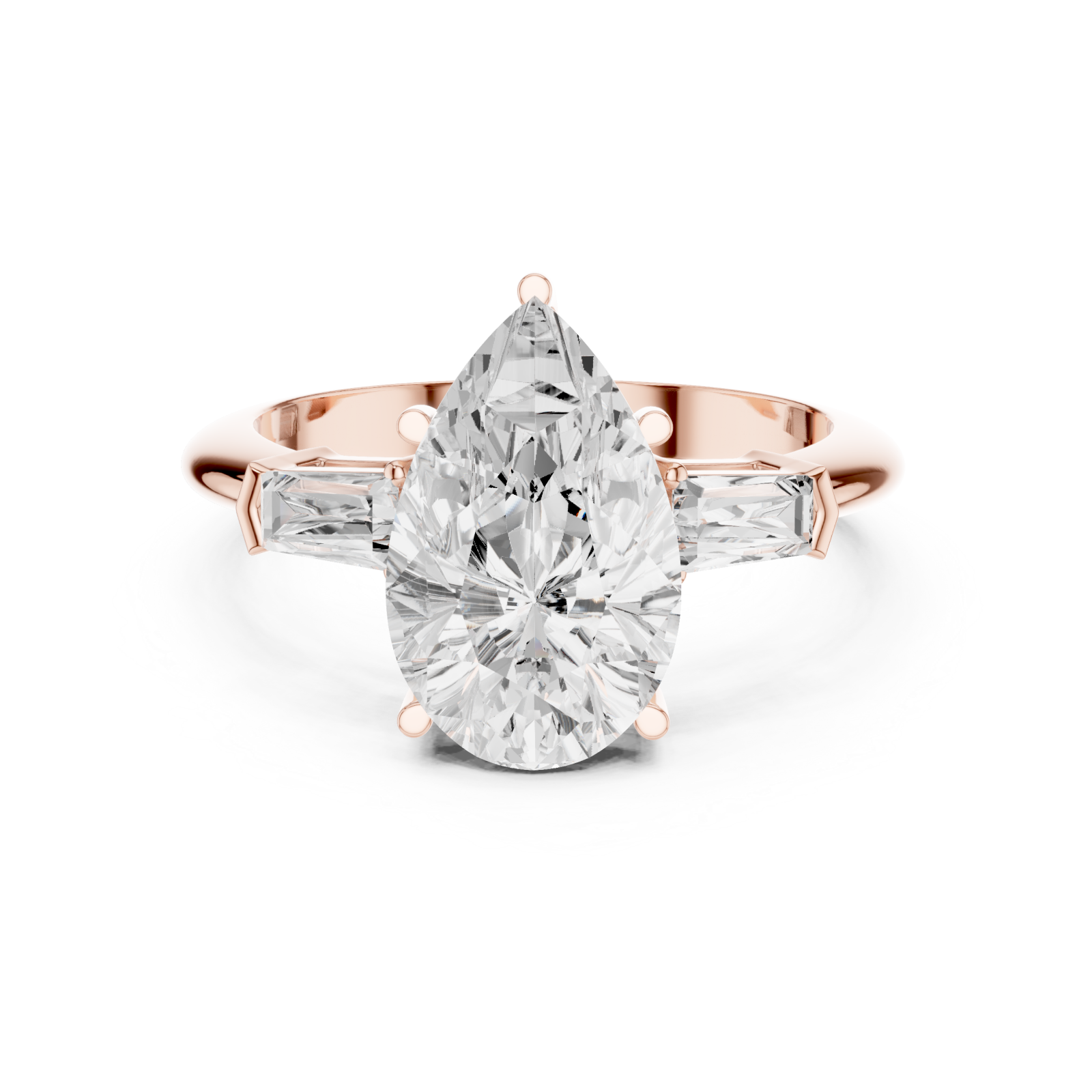  Rose Gold Luminous Cascade Baguette Duo Band Front View