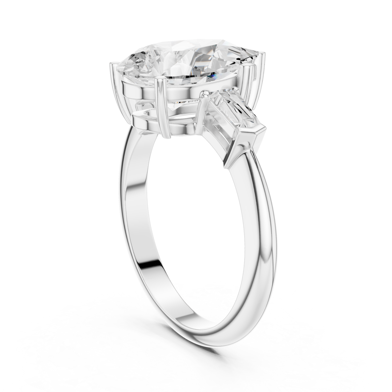  White Gold Luminous Cascade Baguette Duo Band Left View