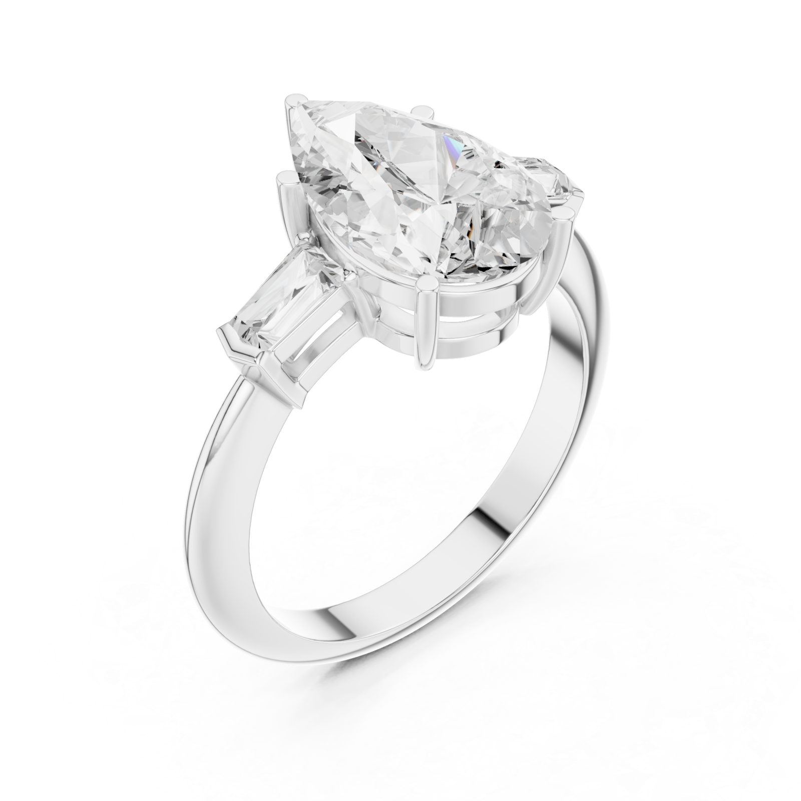  White Gold Luminous Cascade Baguette Duo Band Right View