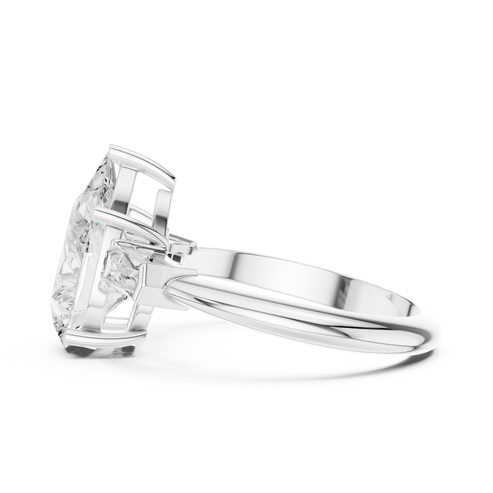  White Gold Luminous Cascade Baguette Duo Band Side View