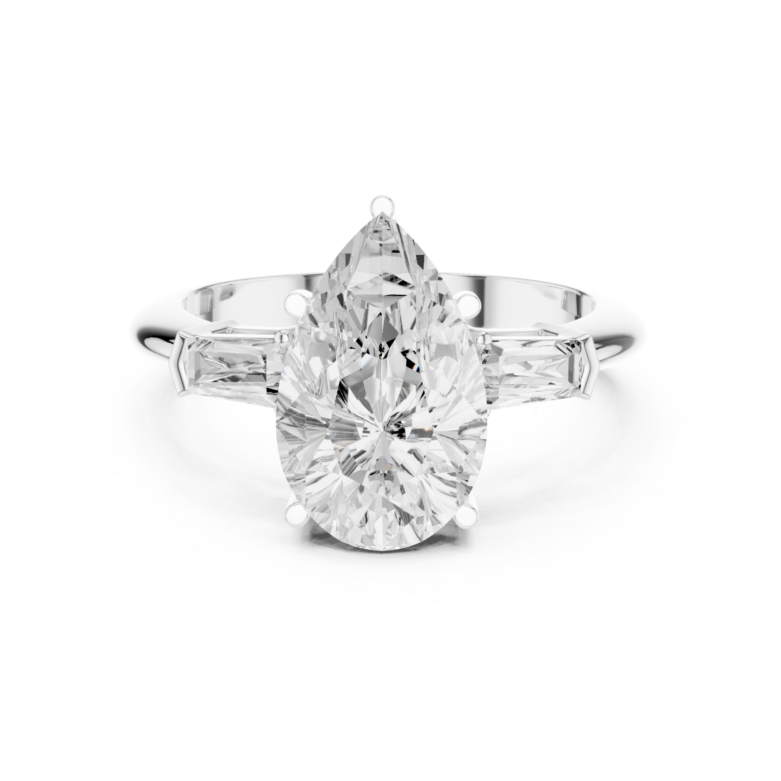  White Gold Luminous Cascade Baguette Duo Band Front View