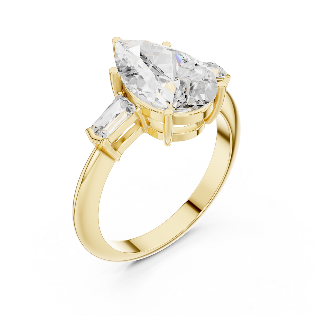 Gold Luminous Cascade Baguette Duo Band Right View