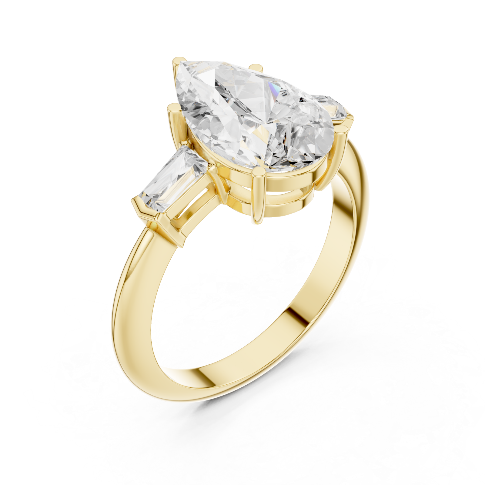 Gold Luminous Cascade Baguette Duo Band Right View