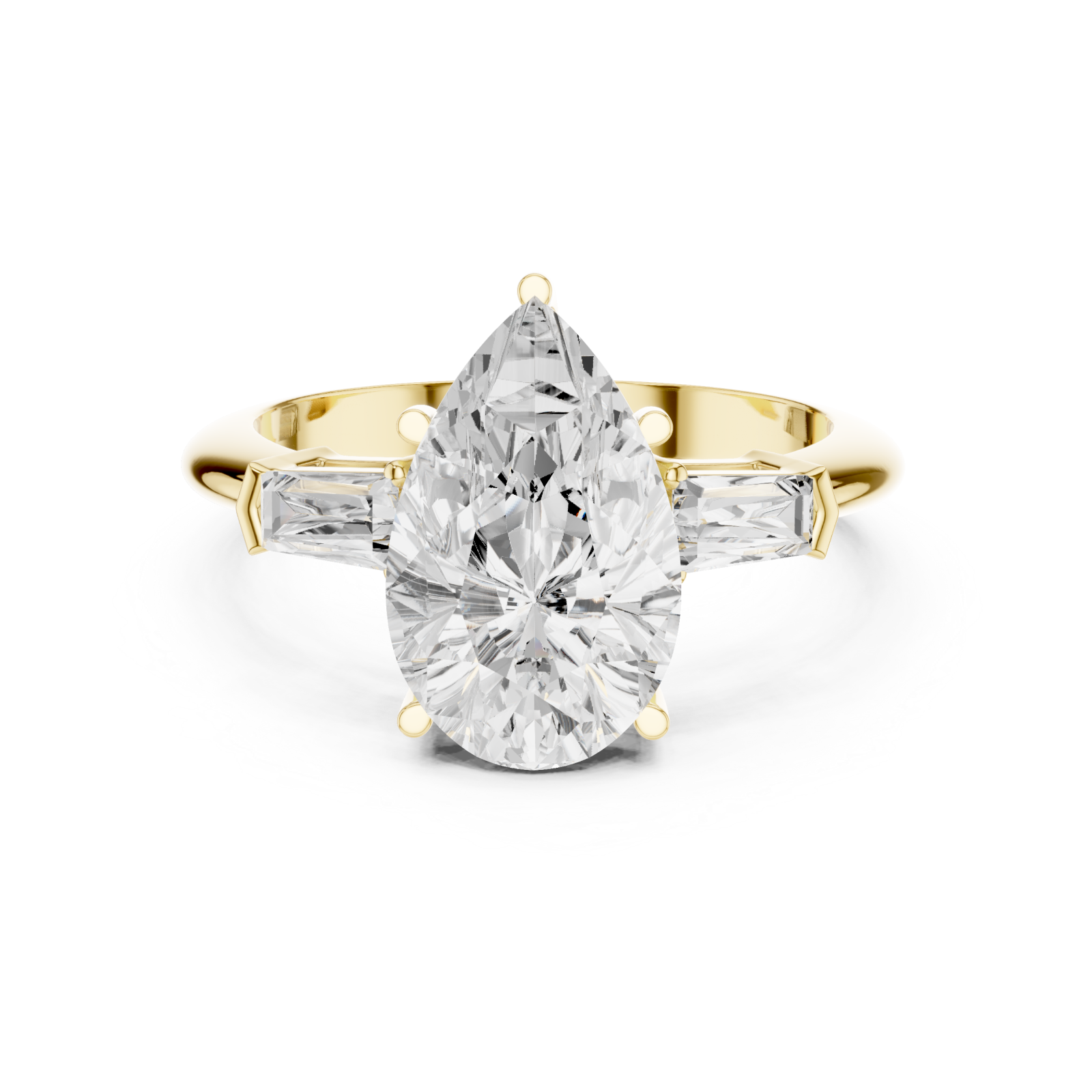  Gold Luminous Cascade Baguette Duo Band Front View