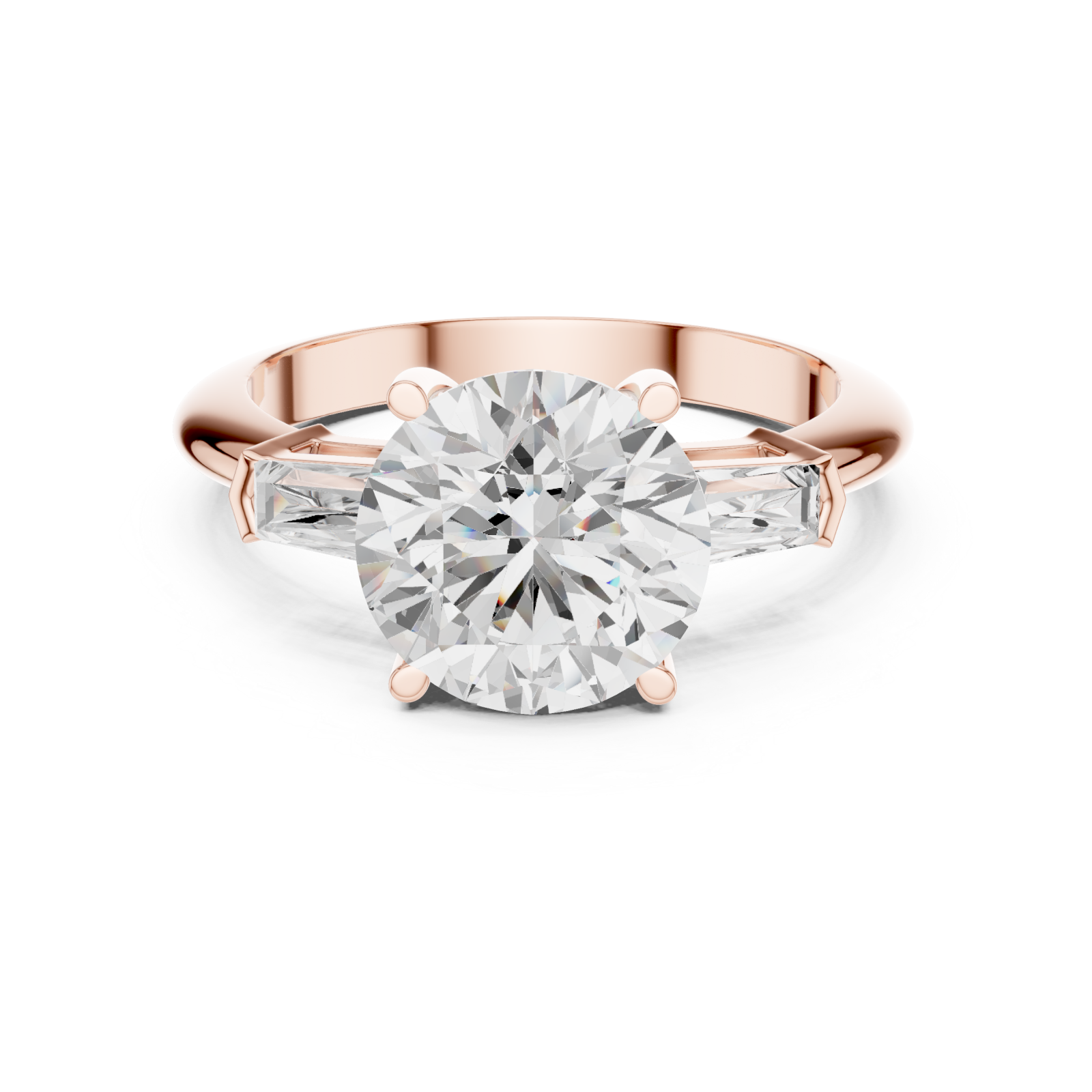  Rose Gold Classic Radiance Trilogy Ring Front View