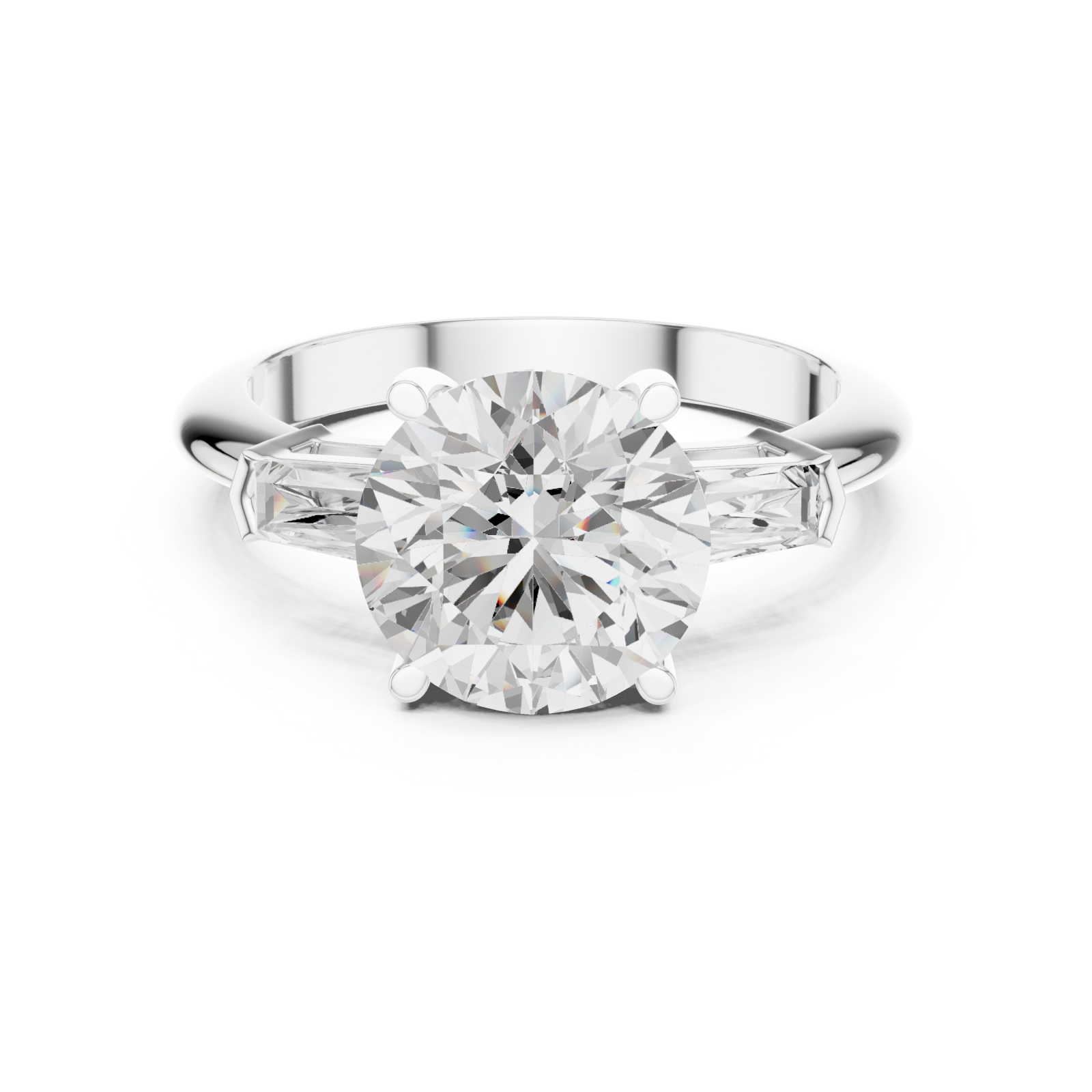  White Gold Classic Radiance Trilogy Ring Front View